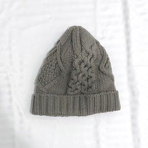 Fleece-Lined Beige Cable Knit Hat - Super Warm! 9”